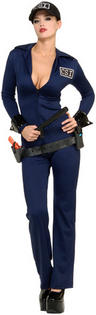 View Item Adult Ladies 8-10 Sexy CSI Criminal Investigator Fancy Dress Cop Costume CSI